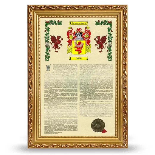 Griffis Armorial History Framed - Gold