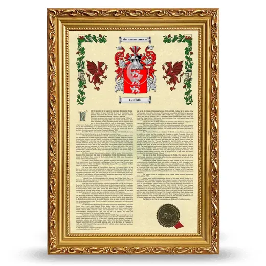 Griffith Armorial History Framed - Gold