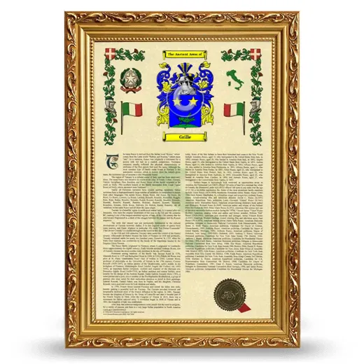 Grille Armorial History Framed - Gold