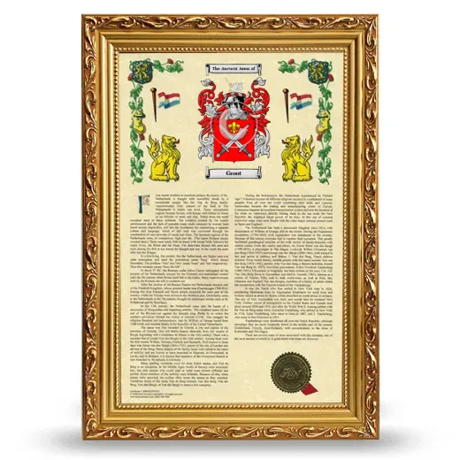 Groot Armorial History Framed - Gold