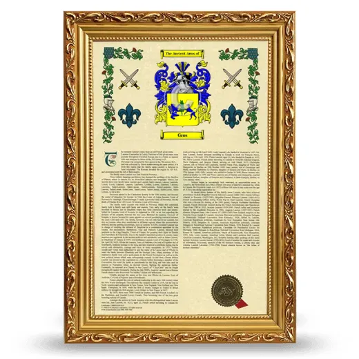 Gros Armorial History Framed - Gold