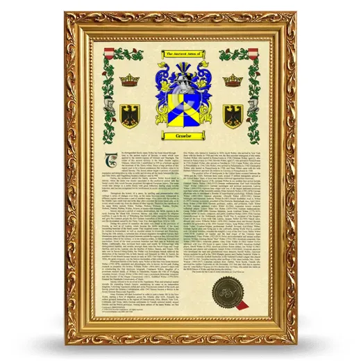 Gruebe Armorial History Framed - Gold