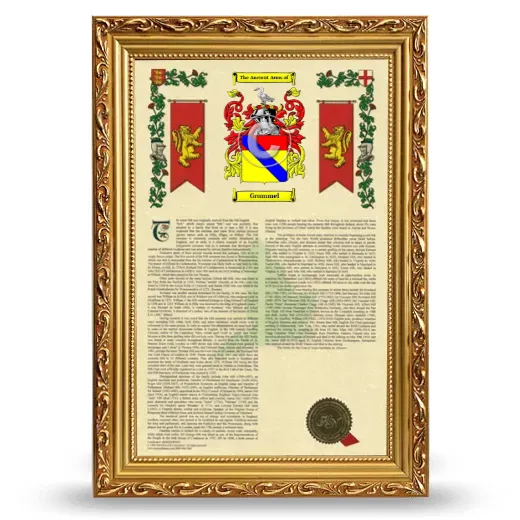 Grummel Armorial History Framed - Gold