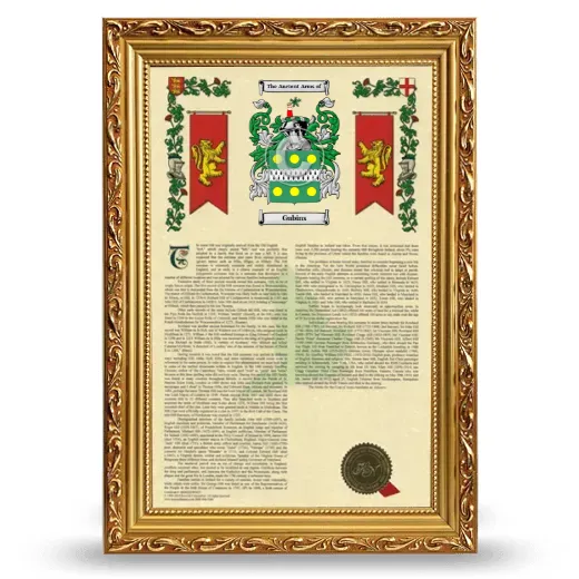 Gubins Armorial History Framed - Gold