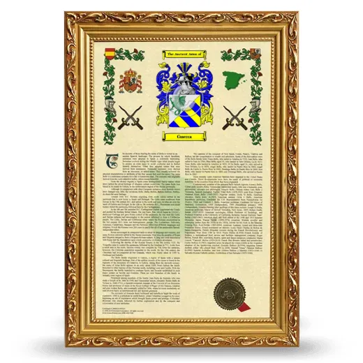 Guerra Armorial History Framed - Gold