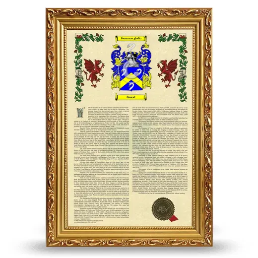Guest Armorial History Framed - Gold