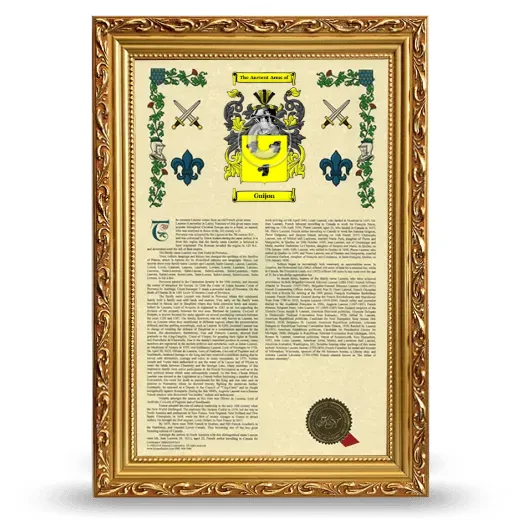 Guijon Armorial History Framed - Gold