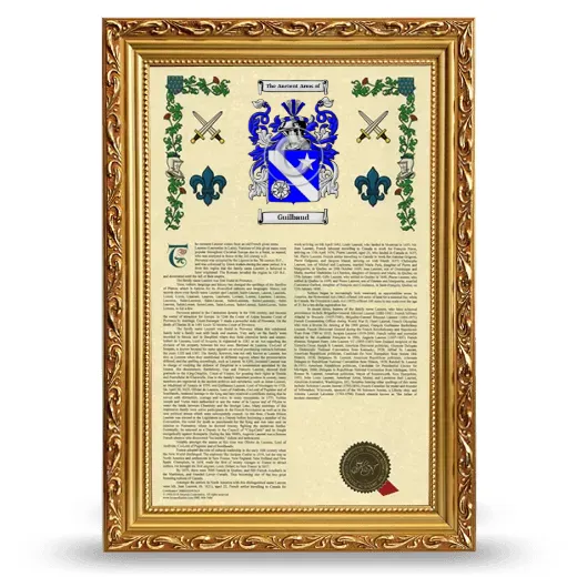 Guilbaud Armorial History Framed - Gold