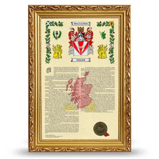 Guiscard Armorial History Framed - Gold