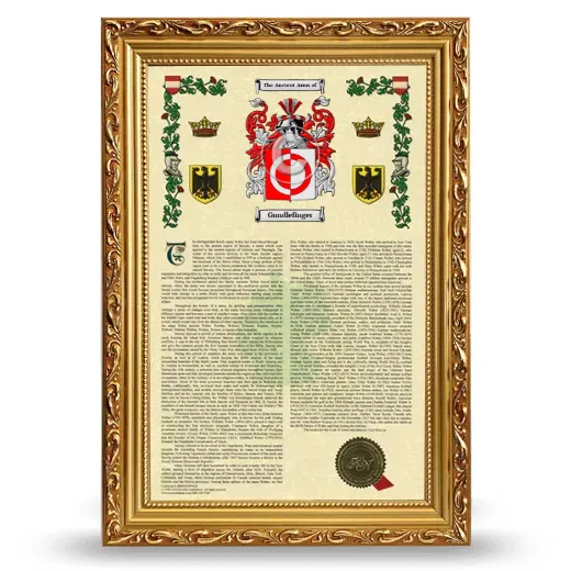 Gundlefinger Armorial History Framed - Gold