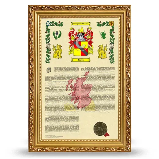 Gures Armorial History Framed - Gold
