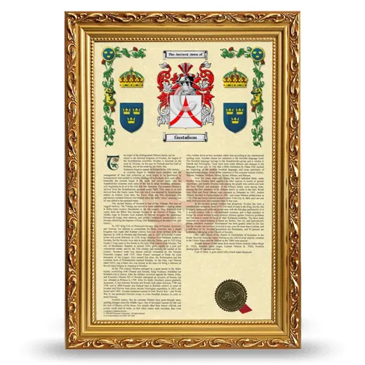 Gustafson Armorial History Framed - Gold