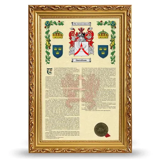 Gustafsson Armorial History Framed - Gold