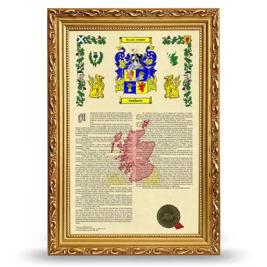 Gutherie Armorial History Framed - Gold