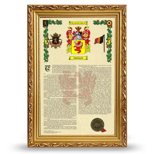Gutshovel Armorial History Framed - Gold