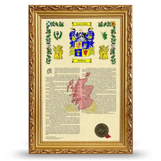 Gutteray Armorial History Framed - Gold