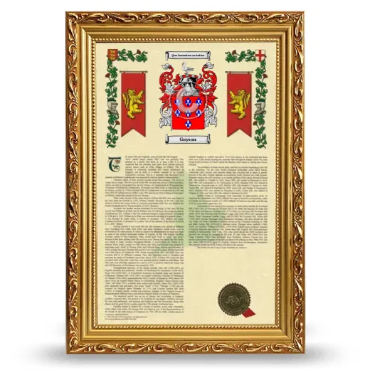 Guyson Armorial History Framed - Gold