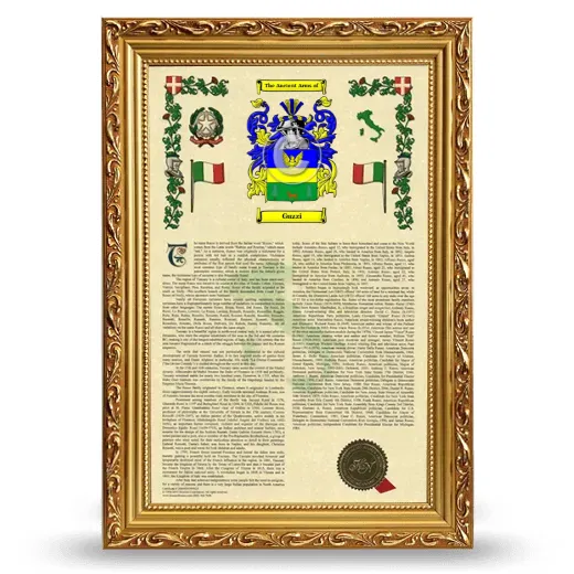 Guzzi Armorial History Framed - Gold