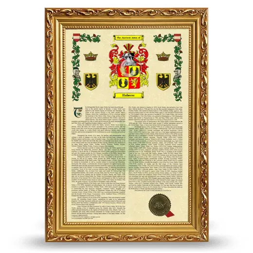 Haberer Armorial History Framed - Gold
