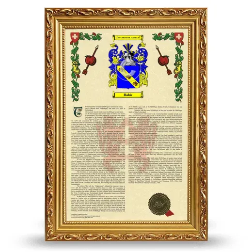 Habir Armorial History Framed - Gold