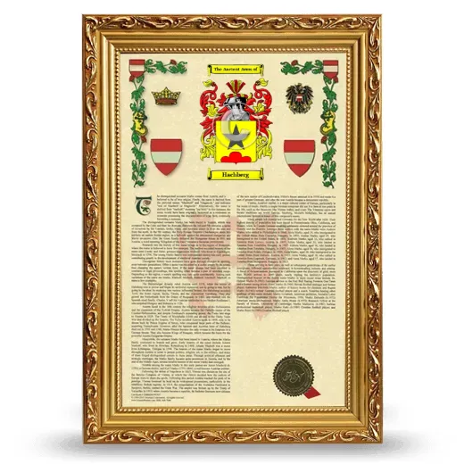 Hachberg Armorial History Framed - Gold