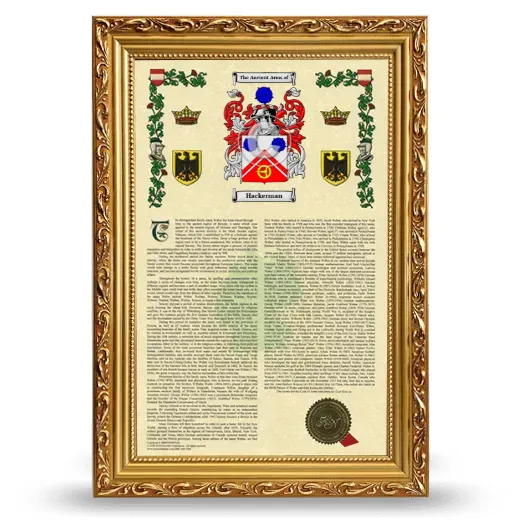 Hackerman Armorial History Framed - Gold
