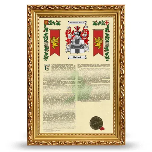 Haddeck Armorial History Framed - Gold