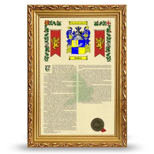 Hadnott Armorial History Framed - Gold