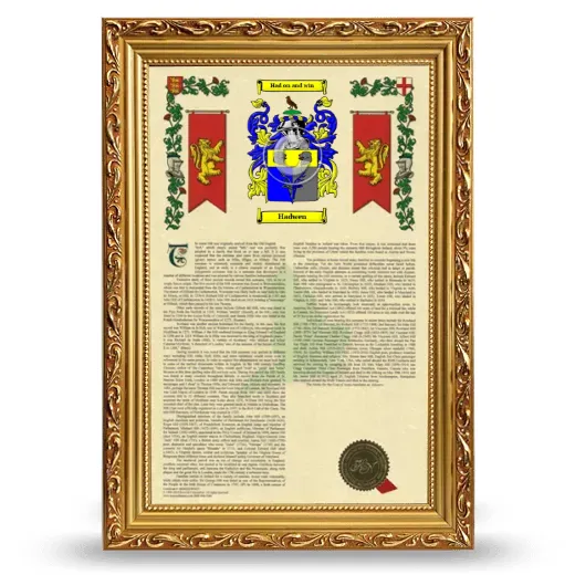 Hadwen Armorial History Framed - Gold