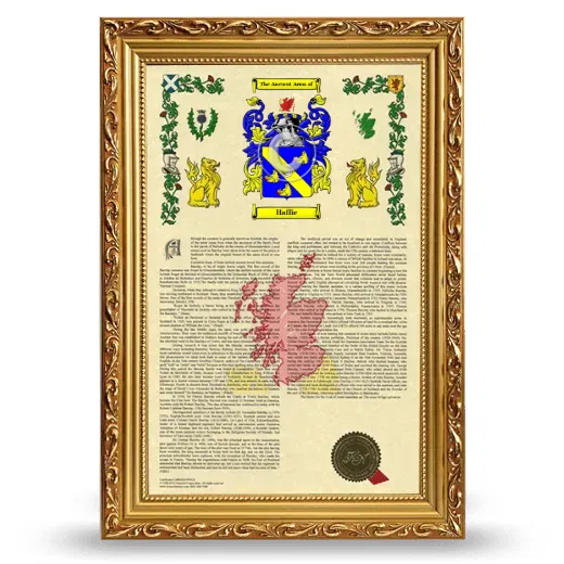 Haffie Armorial History Framed - Gold