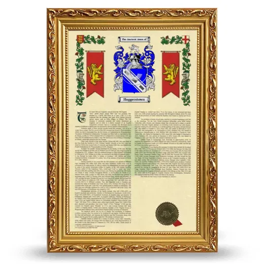 Haggerstown Armorial History Framed - Gold