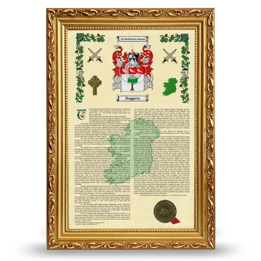 Haggerty Armorial History Framed - Gold
