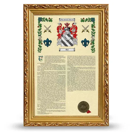 Hai Armorial History Framed - Gold