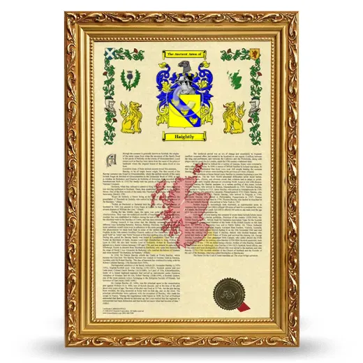 Haightly Armorial History Framed - Gold