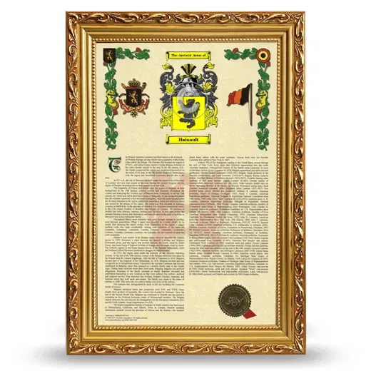 Hainault Armorial History Framed - Gold