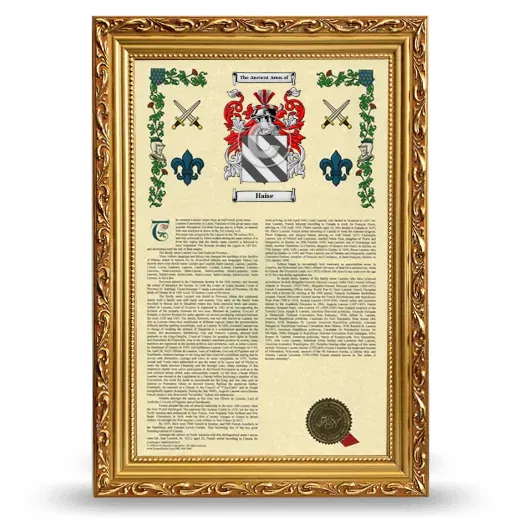 Haise Armorial History Framed - Gold