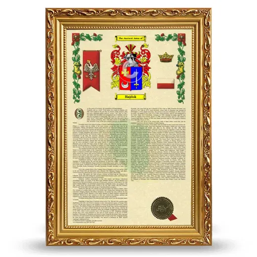 Hajduk Armorial History Framed - Gold