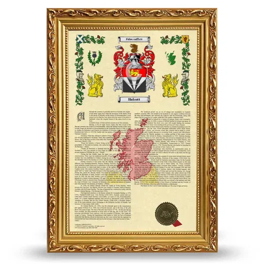Halcott Armorial History Framed - Gold