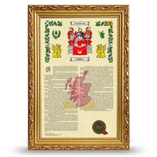 Halifent Armorial History Framed - Gold