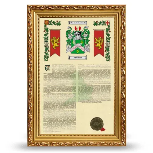 Hallmon Armorial History Framed - Gold