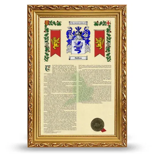 Hallom Armorial History Framed - Gold