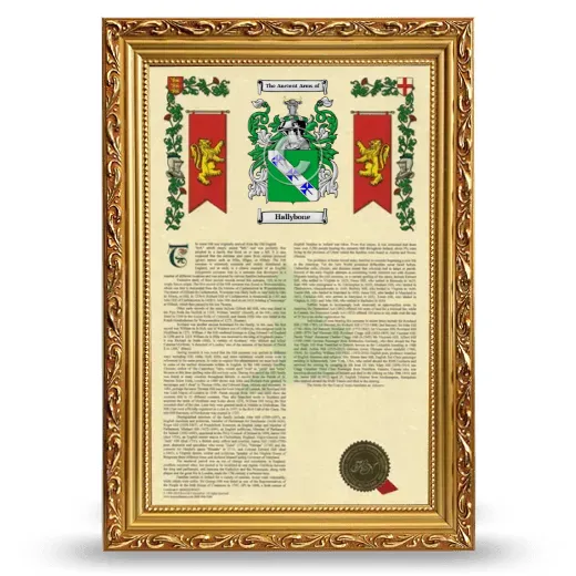Hallybone Armorial History Framed - Gold