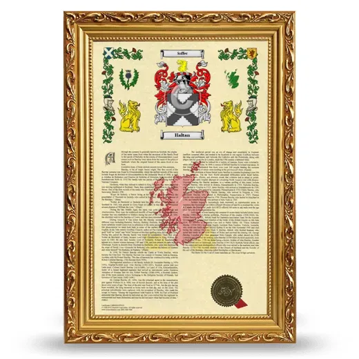 Haltan Armorial History Framed - Gold