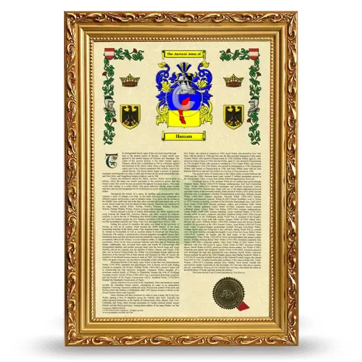 Haman Armorial History Framed - Gold