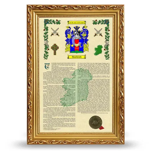 Hambrock Armorial History Framed - Gold