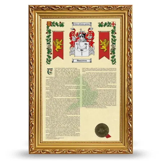 Hamerten Armorial History Framed - Gold