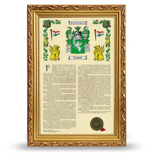 Hammell Armorial History Framed - Gold