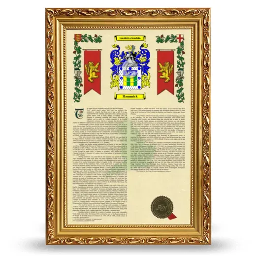 Hammick Armorial History Framed - Gold