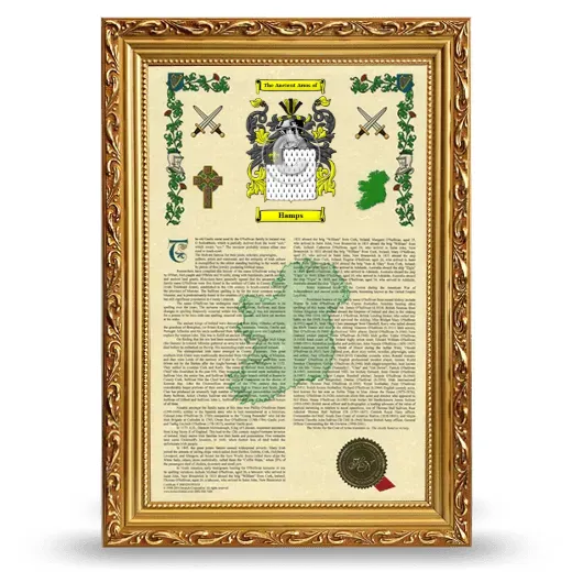 Hamps Armorial History Framed - Gold