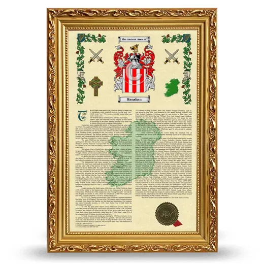 Hanahan Armorial History Framed - Gold